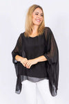 Allegra Batwing Silk Top Black