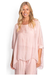 Allegra Batwing Silk Top Baby Pink