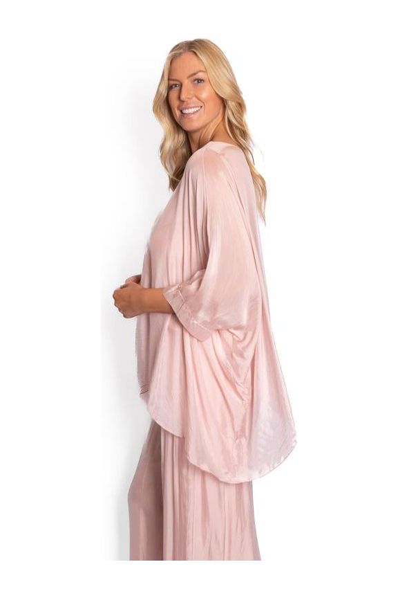 Allegra Batwing Silk Top Baby Pink