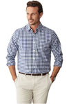 Easy Care Melange Gingham Shirt Navy