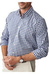 Easy Care Melange Gingham Shirt Navy