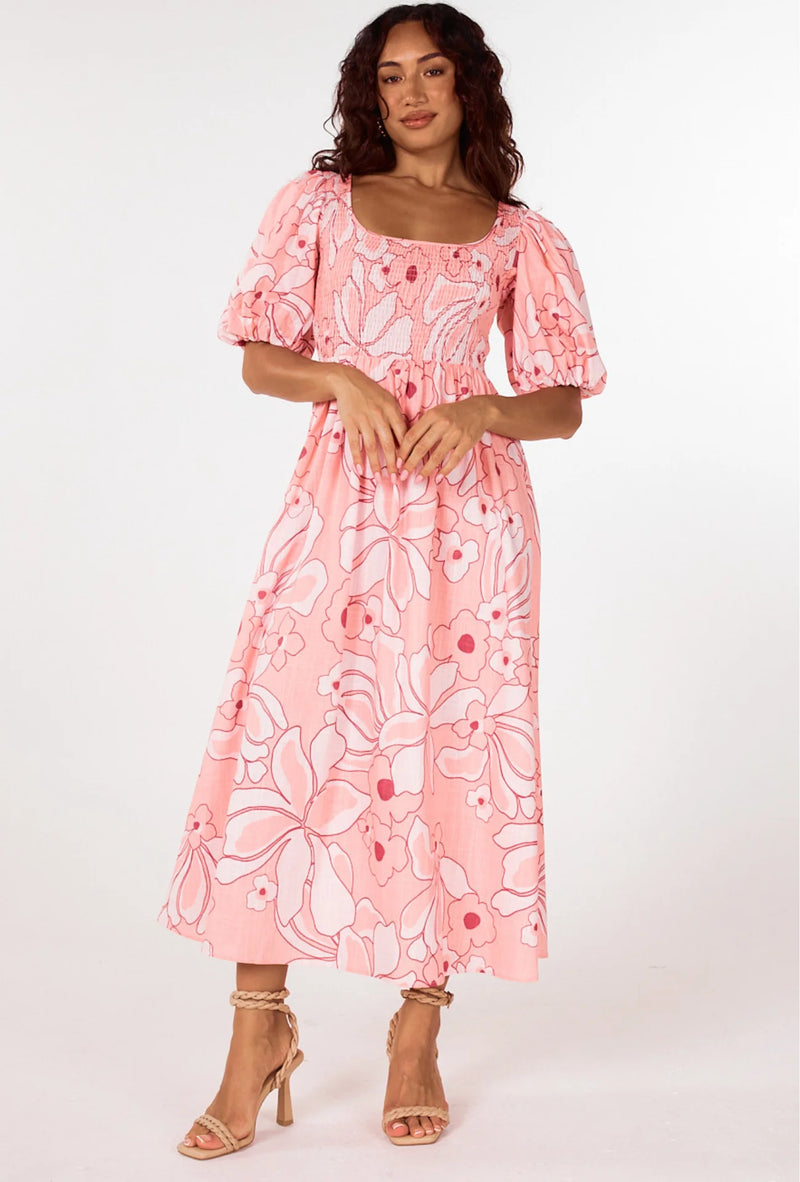 Ana Midi Dress Desert Flower Print