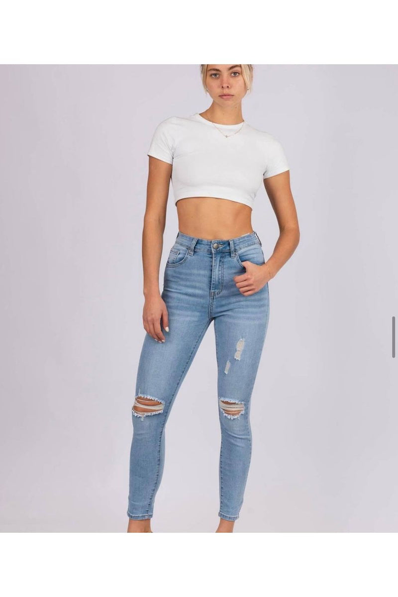 Shelby Skinny Ripped Jean Blue