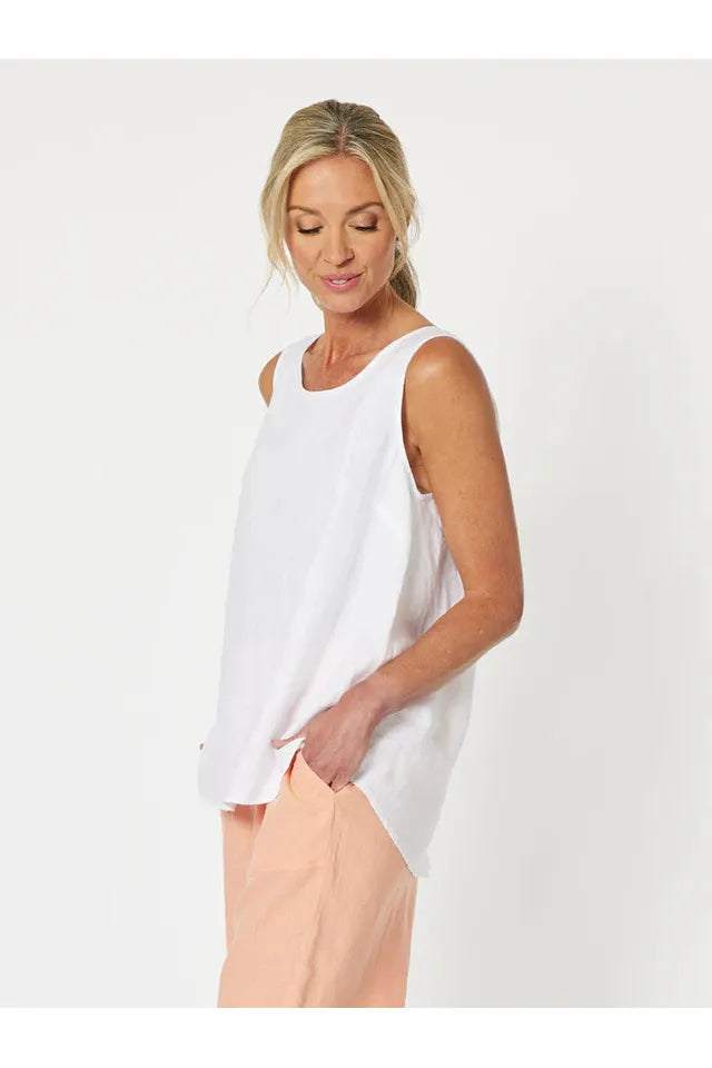 Bianca Button Back Tank White