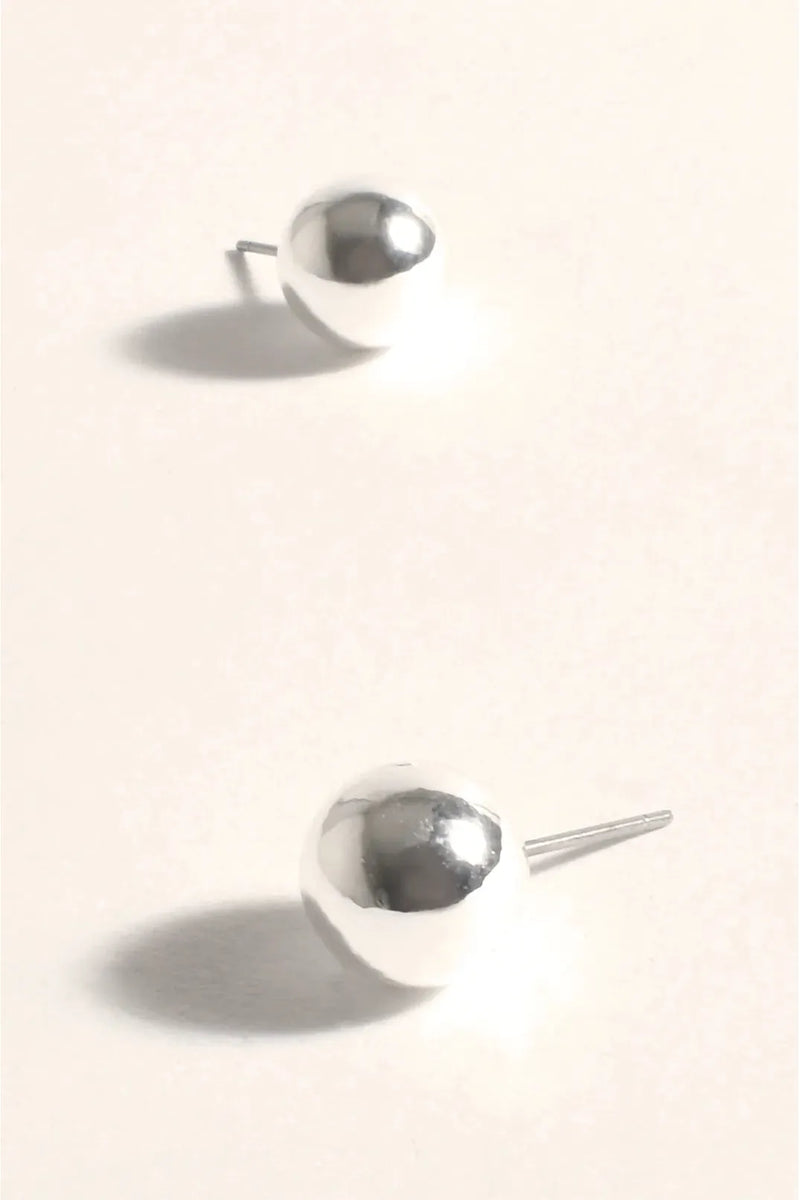 10mm Metal Ball Stud Earring Silver