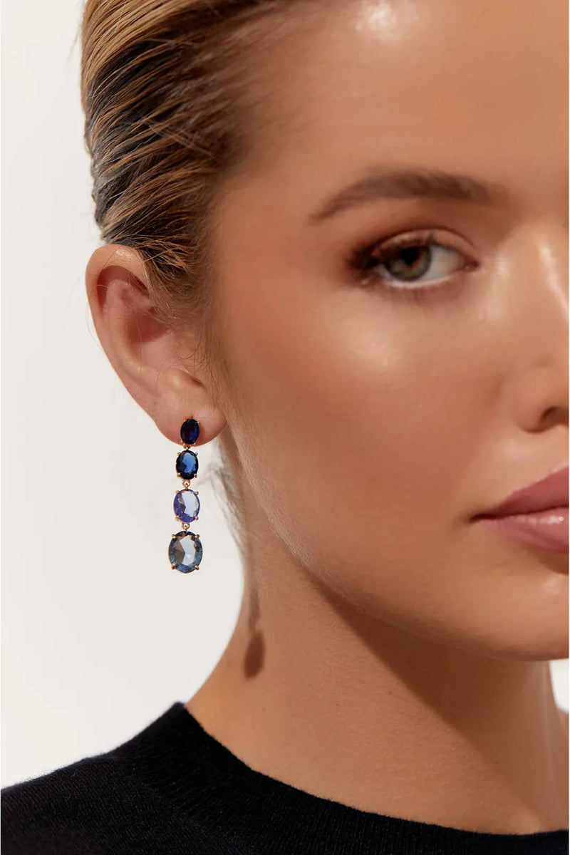 Graduated Jewels Event Earrings Blue