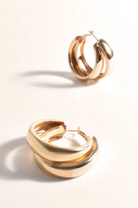 Double Loop Front Hoops Gold