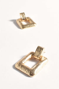 Open Square Drop Earring Gold