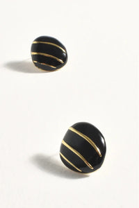 Irregular Stripe Stud Earring Black