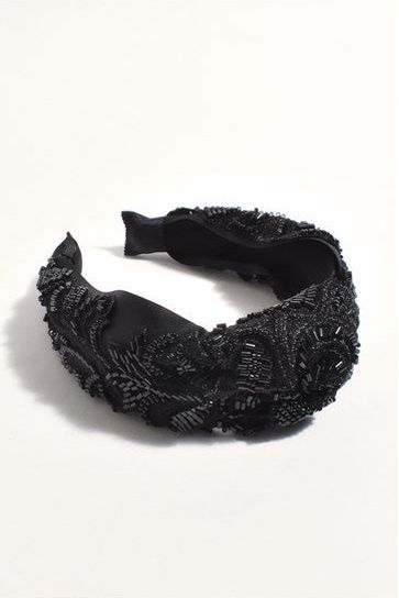 Beaded Knot Event Headband Black