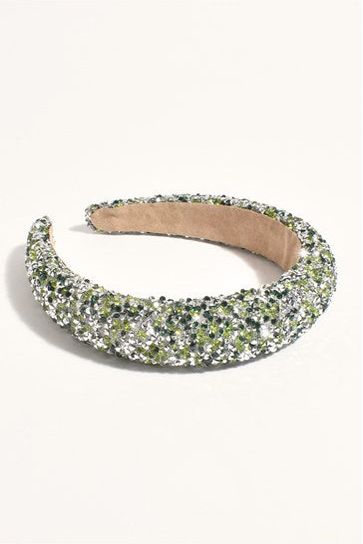 Dressy Diamante Event Headband Green