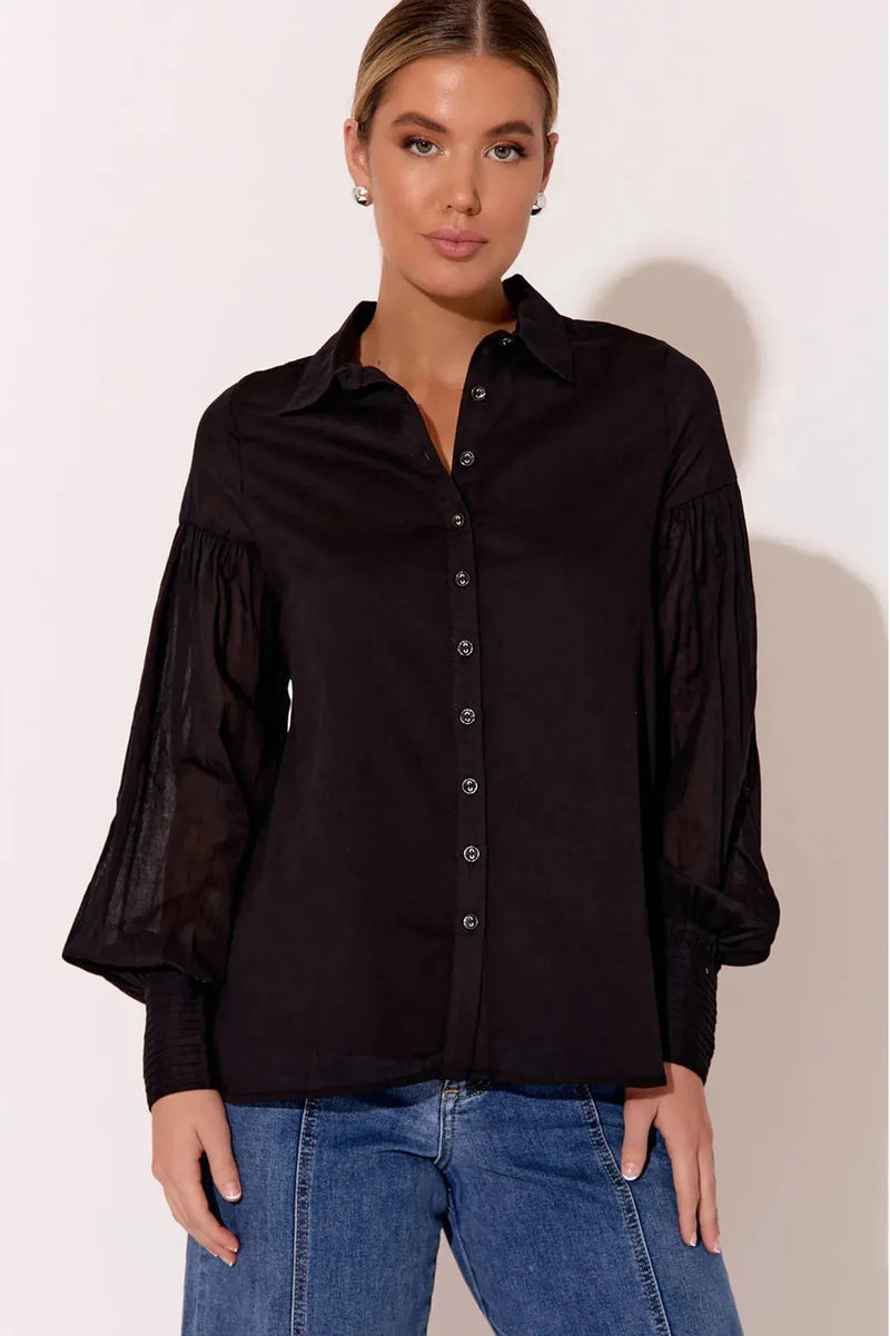 Ebony Pintuck Detail Shirt Black