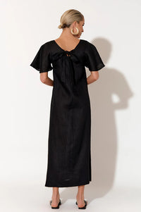 Theo Linen Maxi Dress Black