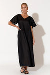 Theo Linen Maxi Dress Black