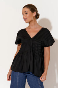 Dani Pleated Top Black