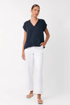 Karina Cupro V-Neck Top Navy