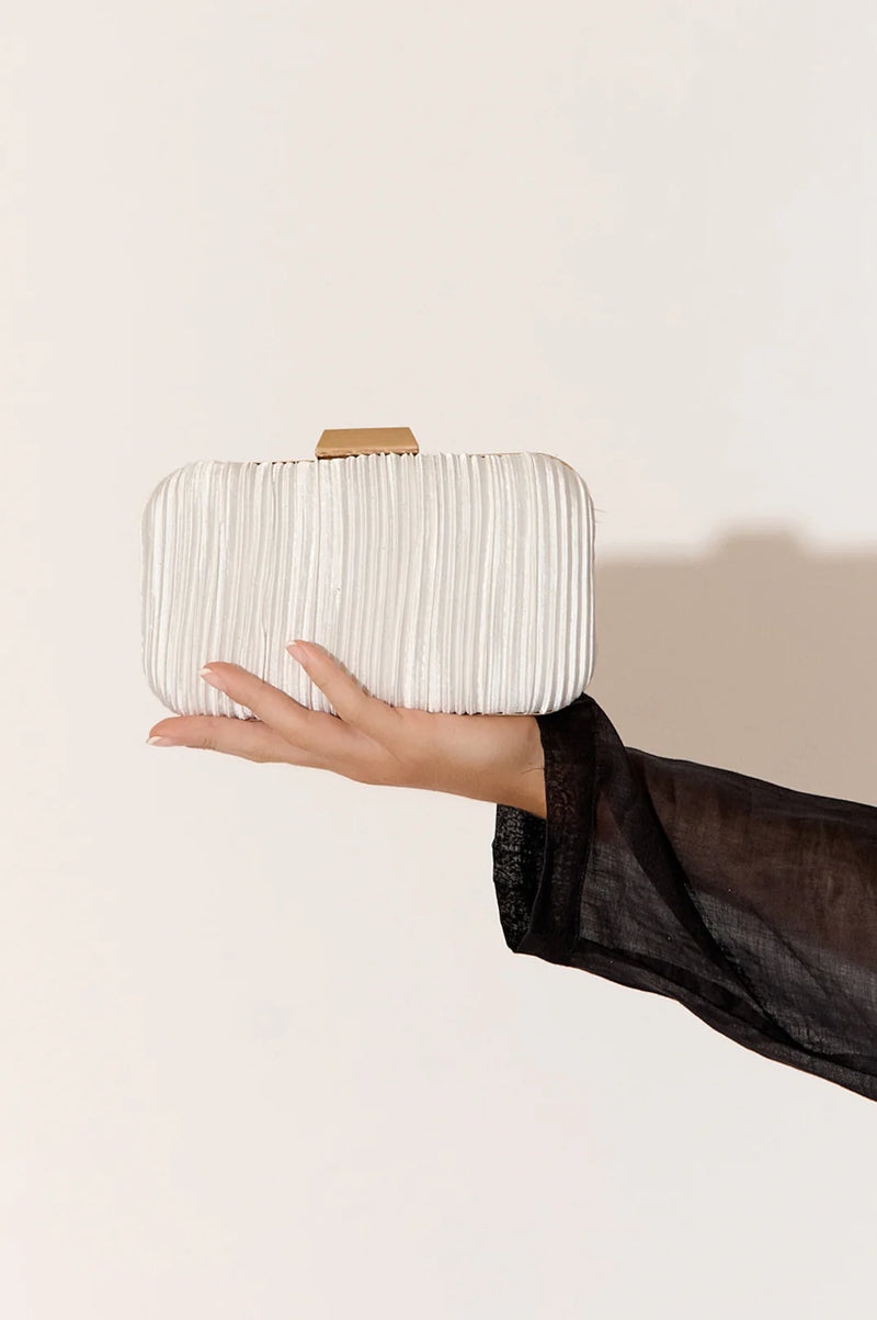 Portia Pleated Clutch Pearl