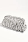 Selena Rhinestone Dumpling Clutch Silver