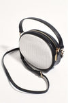 Bella Woven Oval Structured Bag White/Black