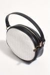 Bella Woven Oval Structured Bag White/Black