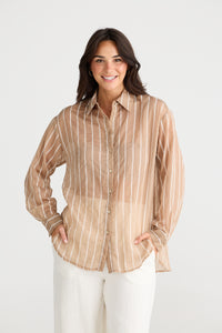 Avalon Shirt Latte Stripe