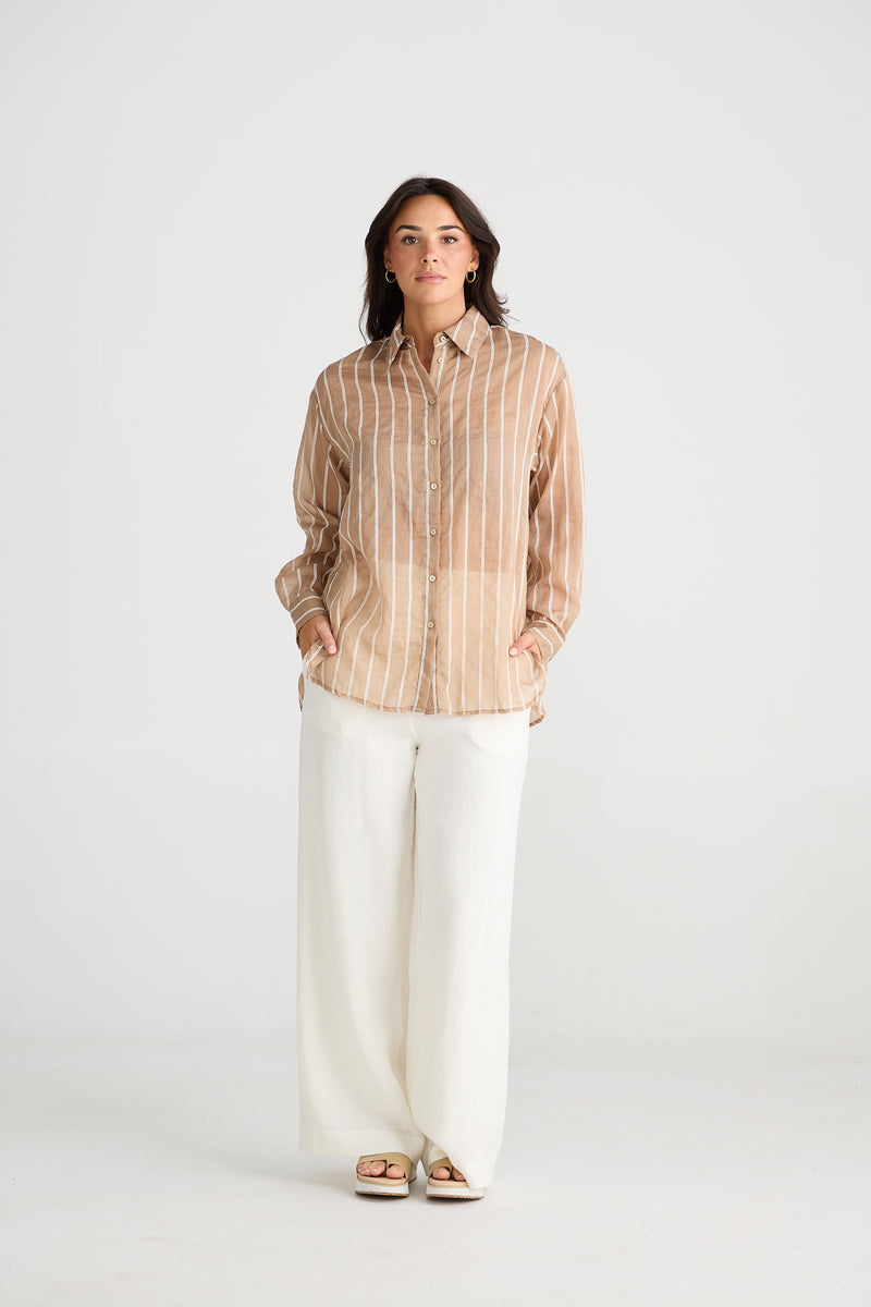 Avalon Shirt Latte Stripe