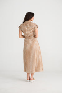 Portia Dress Latte Stripe