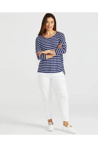 Milan 3/4 Slv Top Parisian Stripe