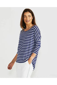 Milan 3/4 Slv Top Parisian Stripe