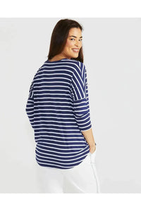 Milan 3/4 Slv Top Parisian Stripe