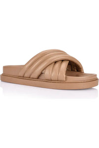 Britney Footbed Slides Dark Camel