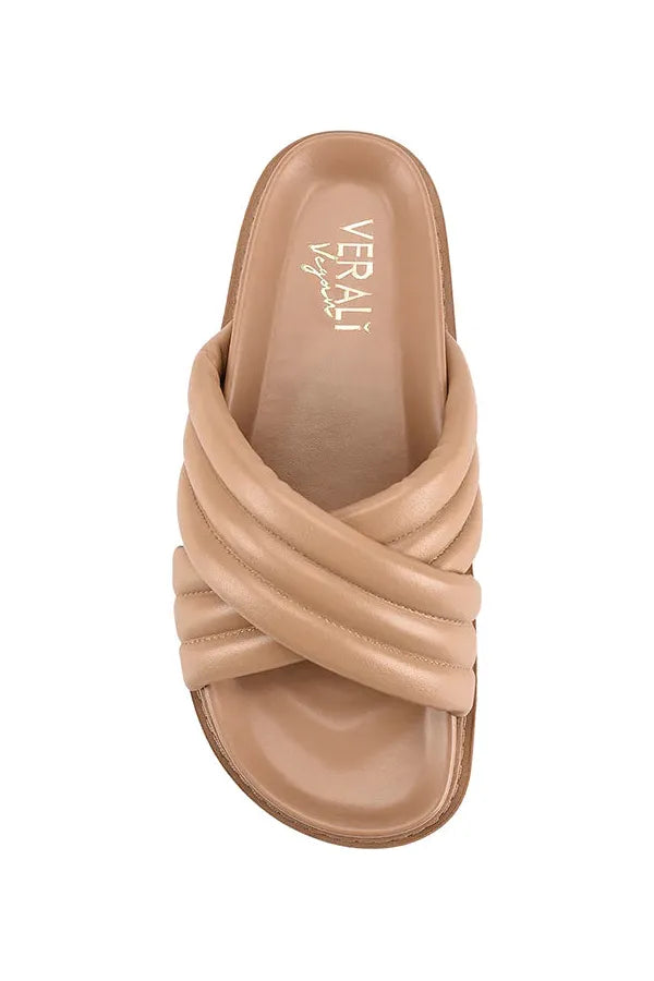 Britney Footbed Slides Dark Camel