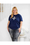 Cross Sequin Tee Navy