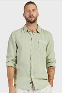 Hampton L/S Linen Shirt Silver Green