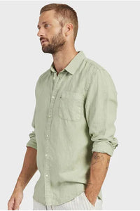 Hampton L/S Linen Shirt Silver Green