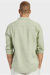 Hampton L/S Linen Shirt Silver Green