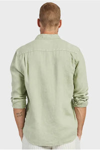 Hampton L/S Linen Shirt Silver Green