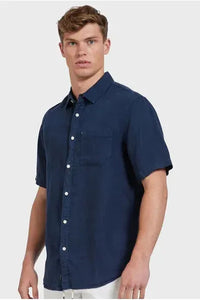 Hampton Linen S/S Shirt Navy