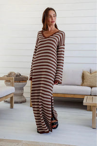 Nel Knit Maxi Dress Chocolate/Cream