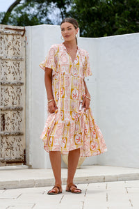 Willow Ruffle Dress Sunset