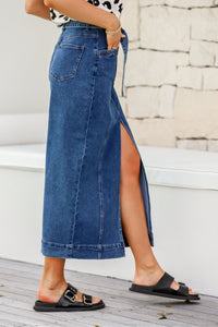 Arabella Denim Maxi Skirt Dark Blue