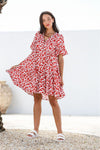 Uma Button Dress Red