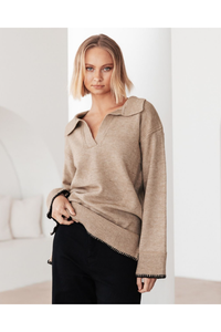 Tokyo Contrast Knit Taupe