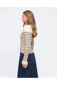 Ivy Stripe Knit Top Cream/Black