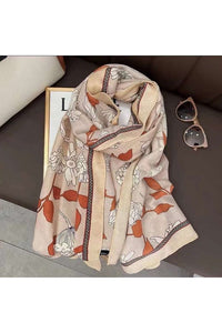 Multi Flower Scarf Camel