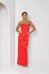 Leanna Strapless Maxi Dress Red