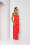 Leanna Strapless Maxi Dress Red