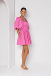 Kathryn Bubble Sleeve Dress Pink