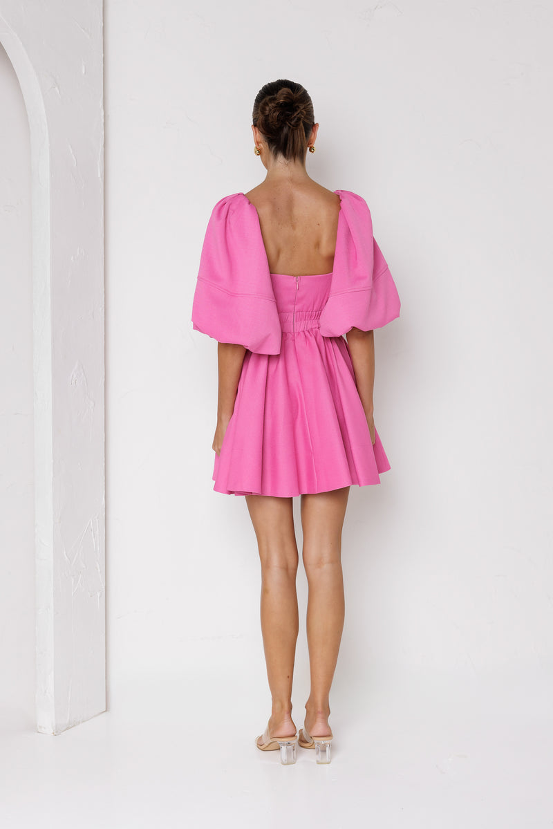 Kathryn Bubble Sleeve Dress Pink