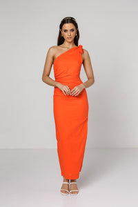 Alia One Shoulder Maxi Dress Blood Orange